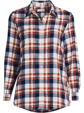 Lands' End Plaid Shirt in Navy, Rust & White